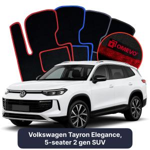 OMEVO Velour Car Mats for Volkswagen Tayron Elegance, 5-seater 2 gen SUV (2024-2025)