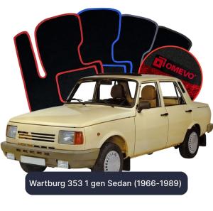 OMEVO Velour Car Mats for Wartburg 353 1 gen Sedan (1966-1989)