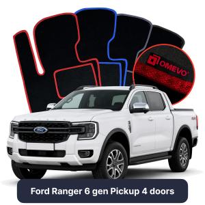OMEVO Velour Car Mats for Ford Ranger 6 gen Pick-up 4 doors (2022-2025)