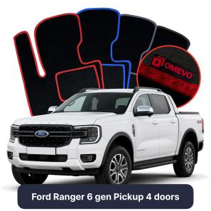 Velour car mats OMEVO for Ford Ranger 6 gen Pick-up 4 doors (2022-2025)