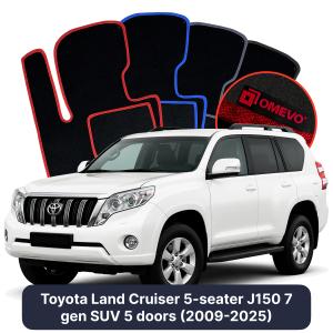 OMEVO Velour Car Mats for Toyota Land Cruiser 5 Seater J150 7 gen SUV 5 doors (2017-2025)