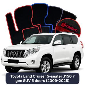 Velour car mats OMEVO for Toyota Land Cruiser 5 Seater J150 7 gen SUV 5 doors (2017-2025)