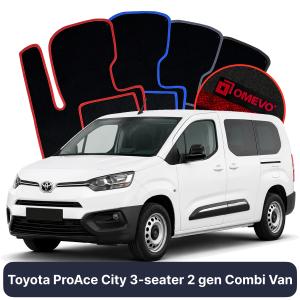 OMEVO Velour Car Mats for Toyota ProAce City 3-seater 2 gen KombiVan (2019-2025)