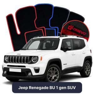 OMEVO Velour Car Mats for Jeep Renegade BU 1 gen SUV (2014-2025)