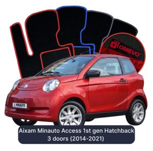 OMEVO Velour Car Mats for Aixam Minauto Access 1st gen Hatchback 3 doors (2014-2021)