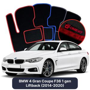 OMEVO Velour Car Mats for BMW 4 Gran Coupe F36 1 gen Liftback (2014-2020)