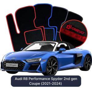 OMEVO Velour Car Mats for Audi R8 Performance Spyder 2nd gen Coupe (2021-2024)