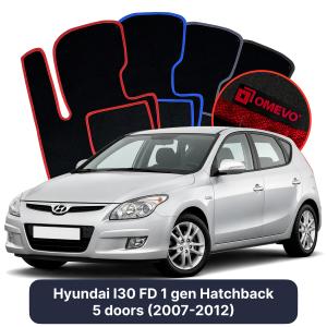 OMEVO Velour Car Mats for Hyundai I30 FD 1 gen Hatchback 5 doors (2007-2012)