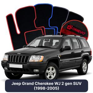 OMEVO Velour Car Mats for Jeep Grand Cherokee WJ 2 gen SUV (1998-2005)