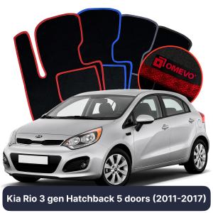 OMEVO Velour Car Mats for Kia Rio 3 gen Hatchback 5 doors (2011-2017)
