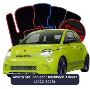 OMEVO Velour Car Mats for Abarth 500 2 gen Hatchback 3 doors (2022-2025)