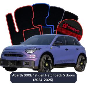 OMEVO Velour Car Mats for Abarth 600E 1 gen Hatchback 5 doors (2024-2025)
