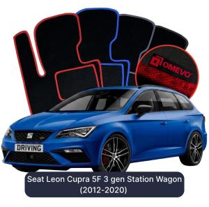 OMEVO Velour Car Mats for Seat Leon Cupra 5F 3 gen Station Wagon (2012-2020)