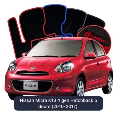 Velour car mats OMEVO for Nissan Micra K13 4 gen Hatchback 5 doors (2010-2016)