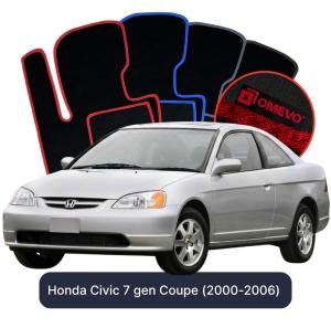 OMEVO Velour Car Mats for Honda Civic 7 gen Coupe (2000-2006)