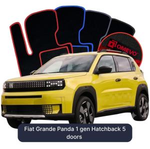 OMEVO Velour Car Mats for Fiat Grande Panda 1 gen Hatchback 5 doors (2025-2025)