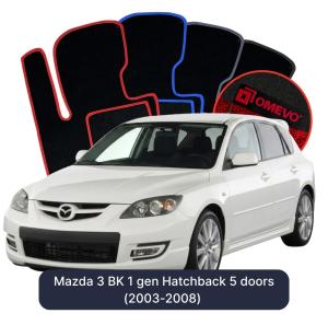 OMEVO Velour Car Mats for Mazda 3 BK 1 gen Hatchback 5 doors (2003-2008)