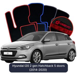 OMEVO Velour Car Mats for Hyundai I20 2 gen Hatchback 5 doors (2014-2020)