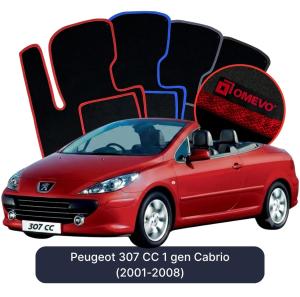 OMEVO Velour Car Mats for Peugeot 307 CC 1 gen Cabrio (2001-2008)