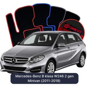 OMEVO Velour Car Mats for Mercedes-Benz B Class W246 2 gen Minivan (2011-2018)
