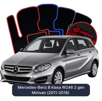 Velour car mats OMEVO for Mercedes-Benz B Class W246 2 gen Minivan (2011-2018)