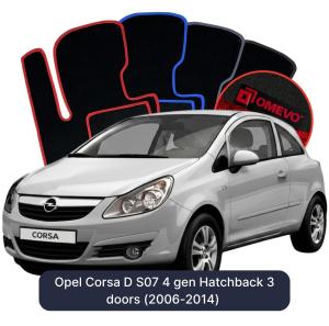 OMEVO Velour Car Mats for Opel Corsa D S07 4 gen Hatchback 3 doors (2006-2014)
