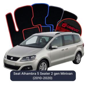 OMEVO Velour Car Mats for Seat Alhambra 5 Seater 2 gen Minivan (2010-2020)