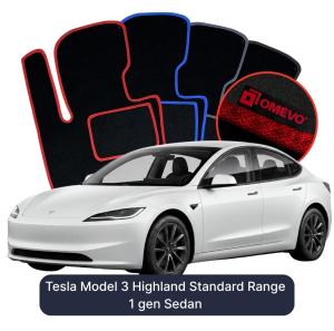 OMEVO Velour Car Mats for Tesla Model 3 Highland Standard Range 1 gen Sedan (2022-2026)
