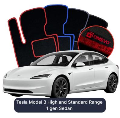 Velour car mats OMEVO for Tesla Model 3 Highland Standard Range 1 gen Sedan (2022-2026)