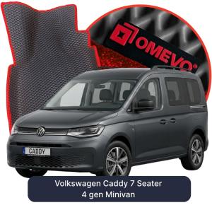 OMEVO 5D Pro EVA Mats for Volkswagen Caddy 7 Seater 4 gen Minivan (2020-2026)