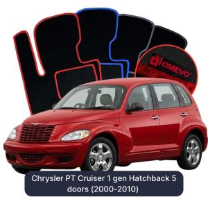 OMEVO Velour Car Mats for Chrysler PT Cruiser 1 gen Hatchback 5 doors (2000-2010)