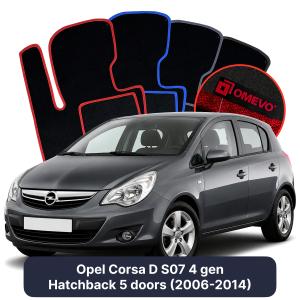 OMEVO Velour Car Mats for Opel Corsa D S07 4 gen Hatchback 5 doors (2006-2014)