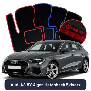 OMEVO Velour Car Mats for Audi A3 8Y 4 gen Hatchback 5 doors (2020-2025)