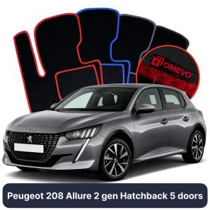 Velour car mats OMEVO for Peugeot 208 Allure 2 gen Hatchback 5 doors (2019-2025)