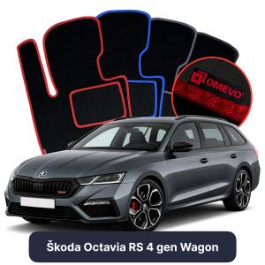 OMEVO Velour Car Mats for Škoda Octavia RS 4 gen Station Wagon (2019-2025)