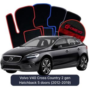 OMEVO Velour Car Mats for Volvo V40 Cross Country 2 gen Hatchback 5 doors (2012-2019)