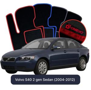 OMEVO Velour Car Mats for Volvo S40 2 gen Sedan (2004-2012)