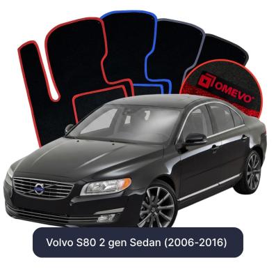 Velour car mats OMEVO for Volvo S80 2 gen Sedan (2006-2016)