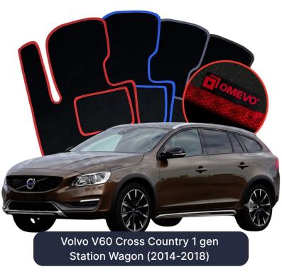 Velour car mats OMEVO for Volvo V60 Cross Country  1 gen Station Wagon (2014-2020)