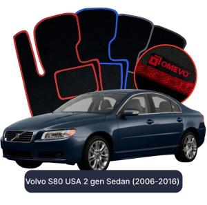 OMEVO Velour Car Mats for Volvo S80 2 gen Sedan USA Version (2006-2016)