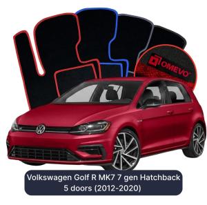 OMEVO Velour Car Mats for Volkswagen Golf R MK7 7 gen Hatchback 5 doors (2012-2020)