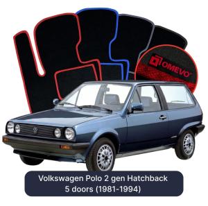 OMEVO Velour Car Mats for Volkswagen Polo 2 gen Hatchback 5 doors (1981-1994)