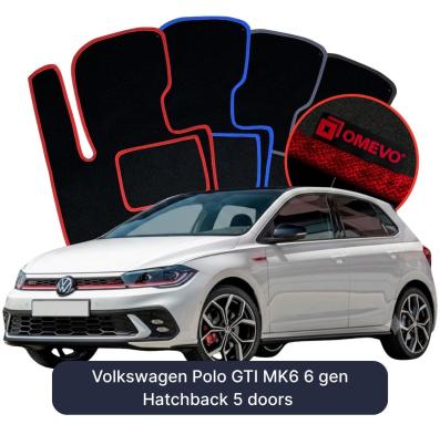 Velour car mats OMEVO for Volkswagen Polo GTI MK6 6 gen Hatchback 5 doors (2017-2024)