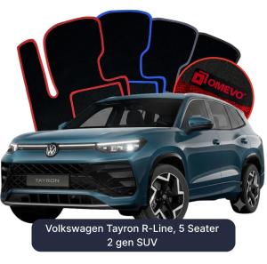 OMEVO Velour Car Mats for Volkswagen Tayron R-Line, 5-seater 2gen SUV (2024-2025)