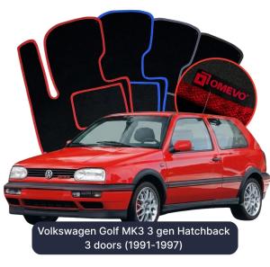 OMEVO Velour Car Mats for Volkswagen Golf MK3 3 gen Hatchback 3 Doors (1991-1997)