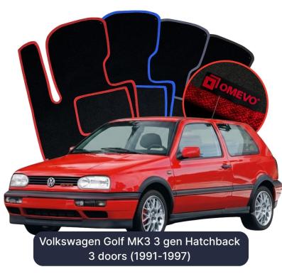 Velour car mats OMEVO for Volkswagen Golf MK3 3 gen Hatchback 3 Doors (1991-1997)