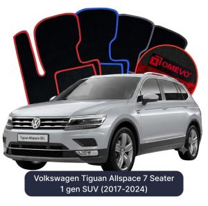 OMEVO Velour Car Mats for Volkswagen Tiguan Allspace 7 Seater 1 gen SUV (2017-2024)