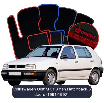 Velour car mats OMEVO for Volkswagen Golf MK3 3 gen Hatchback 5 doors (1991-1997)