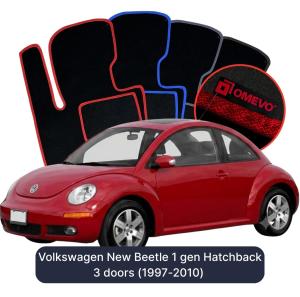 OMEVO Velour Car Mats for Volkswagen New Beetle 1 gen Hatchback 3 doors (1997-2010)