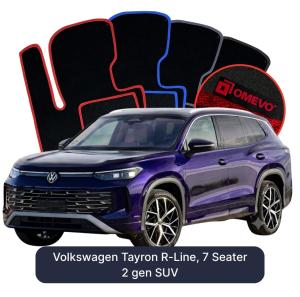 OMEVO Velour Car Mats for Volkswagen Tayron R-Line, 7-seater 2 gen SUV (2024–2025)